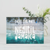 Negril Jamaica Beach Wedding Photo Save the Date Aankondiging (Staand voorkant)