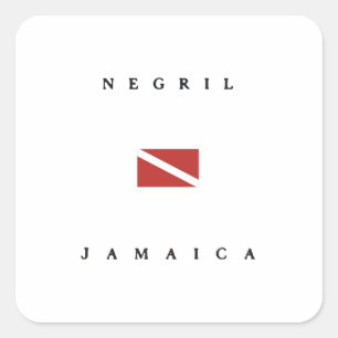 Negril Jamaica Duikvlag Vierkante Sticker
