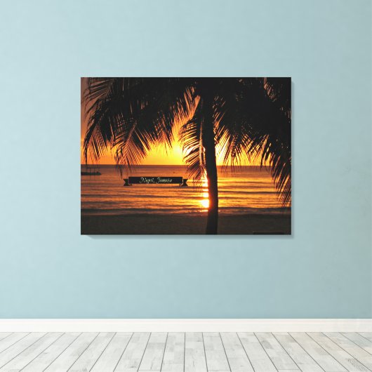 Negril, Jamaica prachtige zonsondergang Canvas Afdruk (Insitu (Houten vloer))