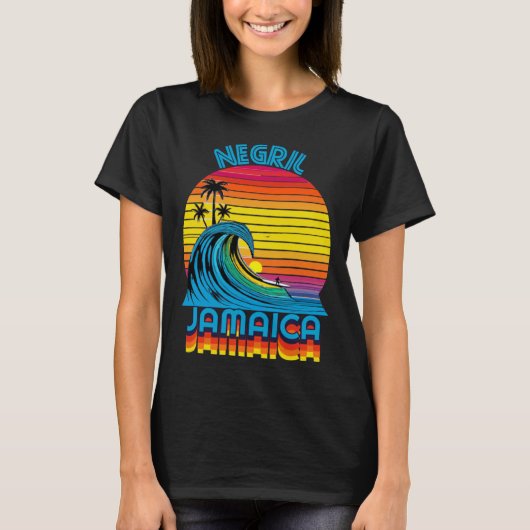 Negril Jamaica Retro Throwback Surf & Beach Souven T-shirt (Voorkant)