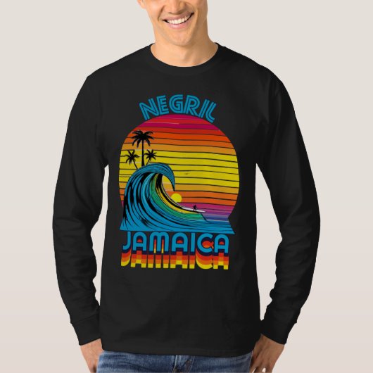 Negril Jamaica Retro Throwback Surf & Beach Souven T-shirt (Voorkant)