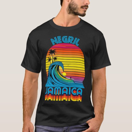Negril Jamaica Retro Throwback Surf & Beach Souven T-shirt (Voorkant)