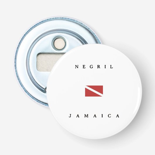 Negril Jamaica Scuba Dive Flag Button Flesopener (Voorkant)