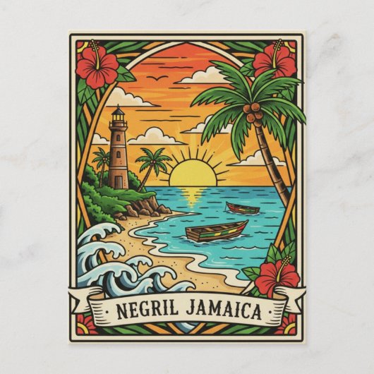 Negril Jamaica Strand Briefkaart (Voorkant)