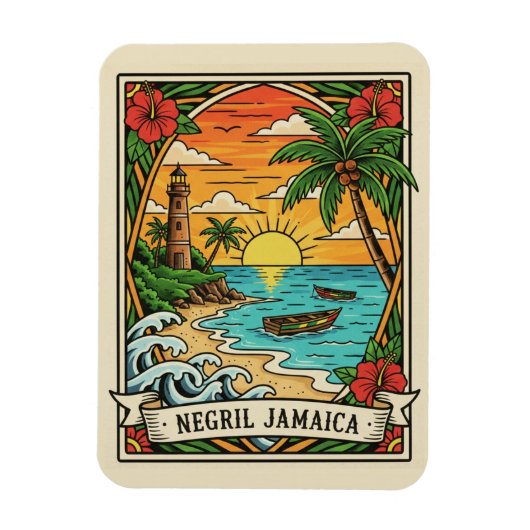 Negril Jamaica-strand Magneet (Verticaal)