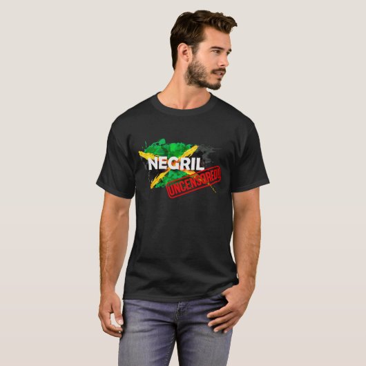 Negril UNCENSORED mannen zwart t-shirt van hoge kw (Voorkant volledig)