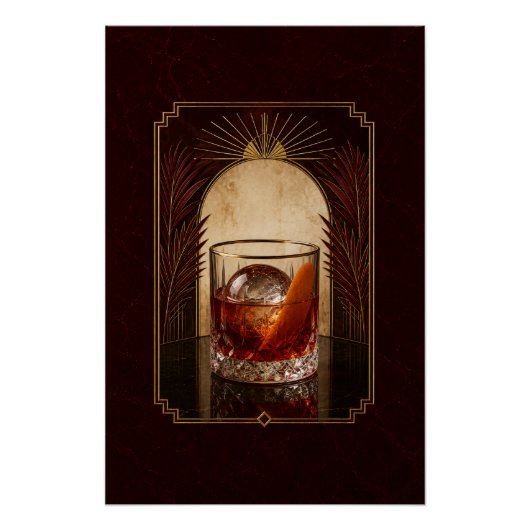 Negroni Art Deco Poster | Printbare Zwarte Goud Th (Voorkant)