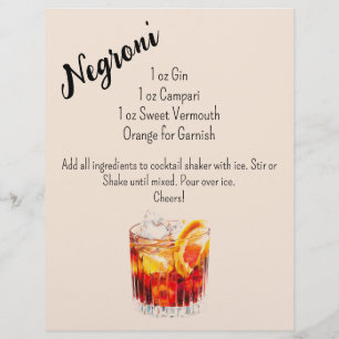 Negroni Bar Cart Sign