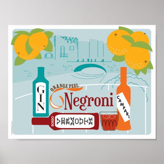 Negroni Citrus Cocktail Poster (Voorkant)