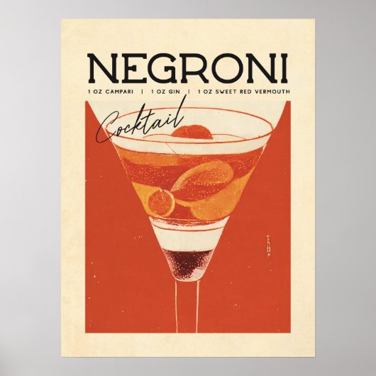  Negroni Cocktail Art: Een Smaak van het verleden Poster (Voorkant)