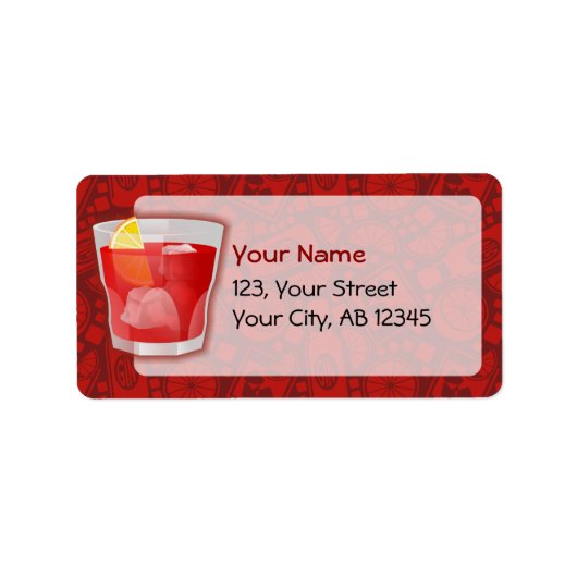 Negroni Cocktail Etiket (Voorkant)