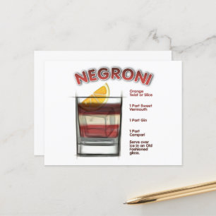 NEGRONI Cocktail Recipe Art Briefkaart