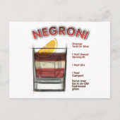 NEGRONI Cocktail Recipe Art Briefkaart (Voorkant)