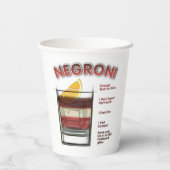 NEGRONI Cocktail Recipe Art Papieren Bekers (Achterkant)