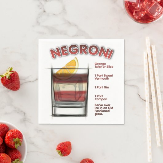 NEGRONI Cocktail Recipe Art Servet (Insitu)