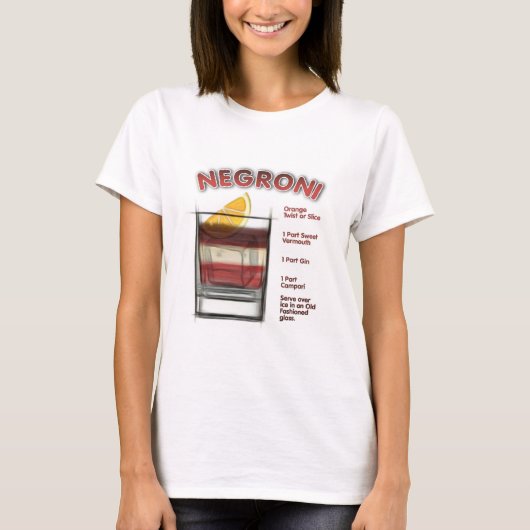 NEGRONI Cocktail Recipe Art T-Shirt (Voorkant)