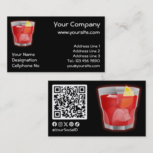 Negroni Cocktail Visitekaartje (Voorkant / Achterkant)