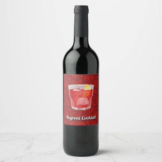 Negroni Cocktail Wijn Etiket (Voorkant)