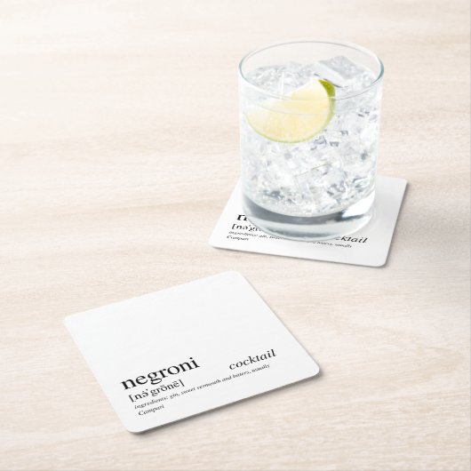 Negroni Modern Quote Black Typografie Kartonnen Onderzetters (Insitu)