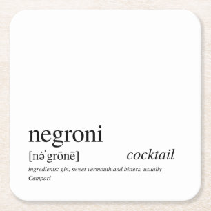 Negroni Modern Quote Black Typografie Kartonnen Onderzetters