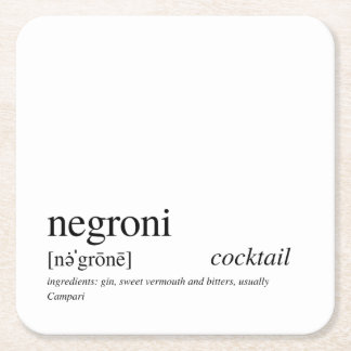 Negroni Modern Quote Black Typografie Kartonnen Onderzetters