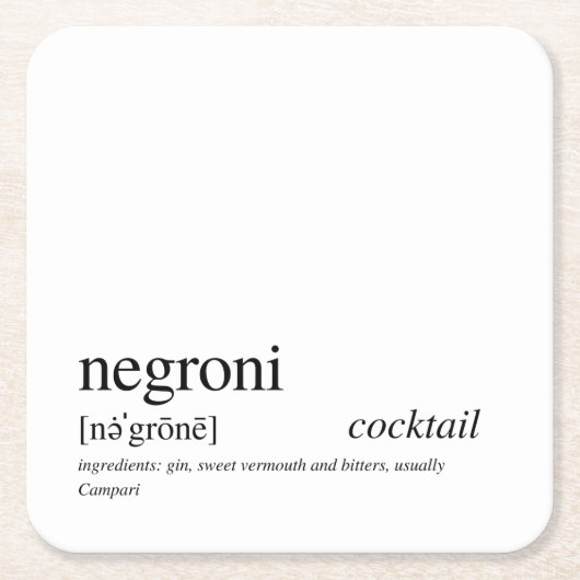 Negroni Modern Quote Black Typografie Kartonnen Onderzetters (Voorkant)