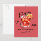 Negroni Recept Cocktail Bar Keuken Kunst Briefkaart (Voorkant / Achterkant)
