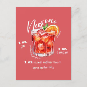 Negroni Recept Cocktail Bar Keuken Kunst Briefkaart