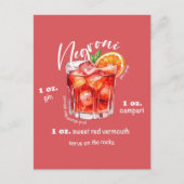 Negroni Recept Cocktail Bar Keuken Kunst Briefkaart (Voorkant)