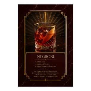 Negroni Recept Poster Bar Kunst