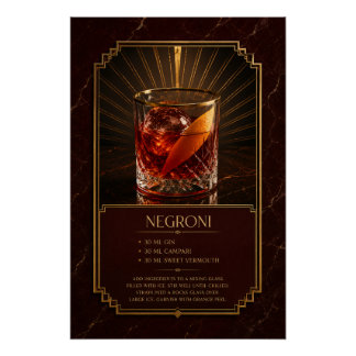 Negroni Recept Poster | Bar Kunst