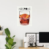 Negroni Retro Art Big Glass Cocktail Poster (Thuiskantoor)