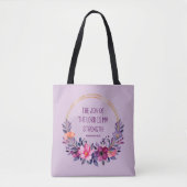 Nehemia 8:10 De vreugde des Heren, Bijbelvers Tote Bag (Voorkant)