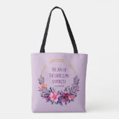 Nehemia 8:10 De vreugde des Heren, Bijbelvers Tote Bag (Achterkant)