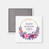 Nehemia 8:10 Kleurrijke bloem, vreugde des Heren Magneet (Voorkant / Achterkant)