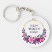 Nehemia 8:10 Kleurrijke bloem, vreugde des Heren Sleutelhanger (Voorkant)