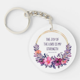 Nehemia 8:10 Kleurrijke bloem, vreugde des Heren Sleutelhanger