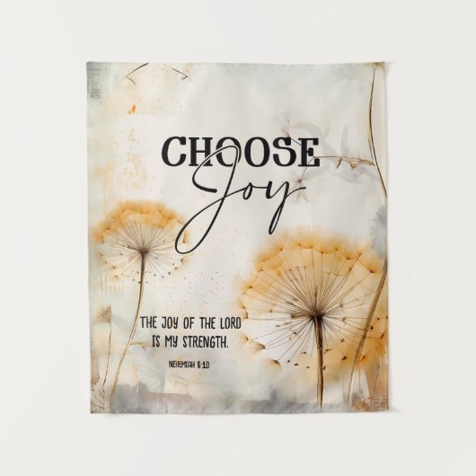 Nehemia 8:10 Vreugde van de Heer Bijbel Paardenblo Wandkleed (Voorkant)