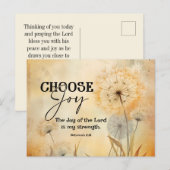 Nehemia 8:10 Vreugde van de Heer Bijbel Verse Bloe Briefkaart (Voorkant / Achterkant)