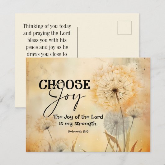 Nehemia 8:10 Vreugde van de Heer Bijbel Verse Bloe Briefkaart (Voorkant / Achterkant)