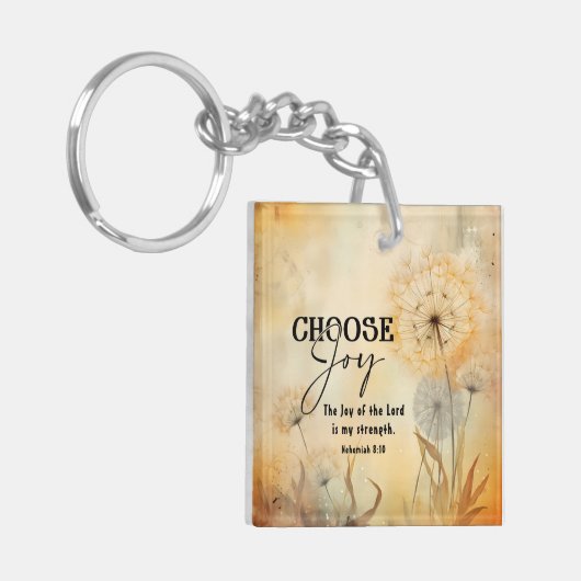 Nehemia 8:10 Vreugde van de Heer Bijbel Verse Bloe Sleutelhanger (Voorkant Links)