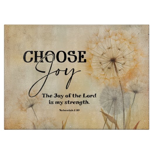 Nehemia 8:10 Vreugde van de Heer Bijbel Verse Bloe Snijplank (Voorkant)