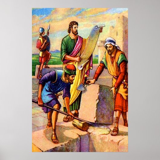 Nehemiah 4 Building the Walls of Jerusalem poster (Voorkant)