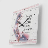 Nehemiah 8:10 De vreugde van de Heer is mijn krach Vierkante Klok (Hoek)