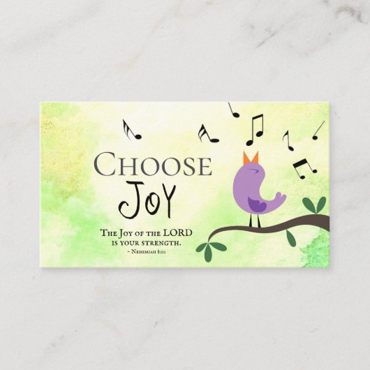 Nehemiah 8:10 De vreugde van de Heer is Uw Sterkte Visitekaartje (Voorkant)