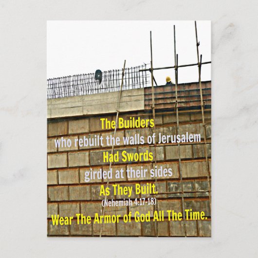 Nehemiah Bible De bouwers die de muren herbouwden Briefkaart (Voorkant)