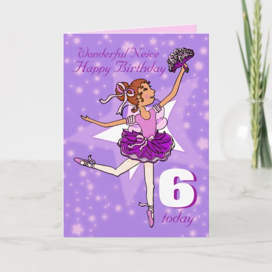 Neice ballerina verjaardag paars paars kaart (Voorkant)