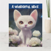 NEICE BIRTHDAY WHITE CAT Kaart (Voorkant)