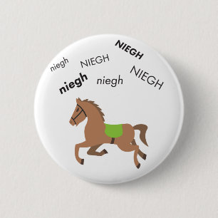 Neigh Horse Cute Emoji Ronde Button 5,7 Cm