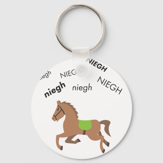 Neigh Horse Cute Emoji Sleutelhanger (Voorkant)